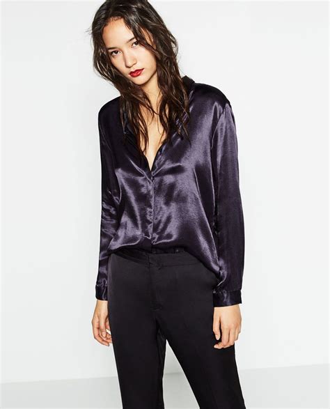 zara satin top|satin top long sleeve.